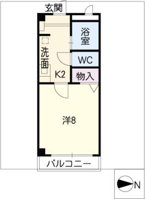 クレセントコート エスプリ(1K/2階)の間取り写真