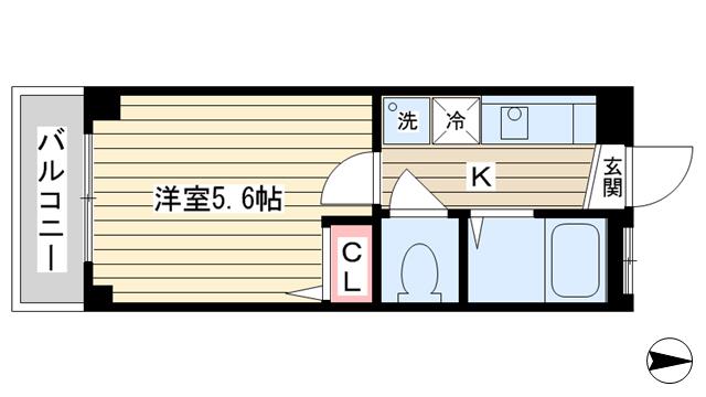 パークサイドマンション(1K/2階)の間取り写真