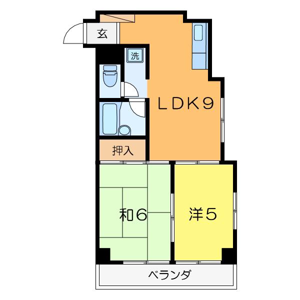 パークサイド岡村(2LDK/2階)の間取り写真