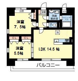 サンヒルズ近見(2LDK/8階)の間取り写真