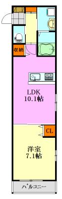 プライム イン エクシブ(1LDK/1階)の間取り写真