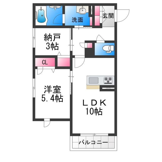 シャーメゾン セレノB(1SLDK/2階)の間取り写真
