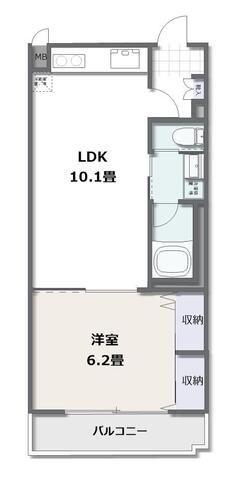 ピアコートB(1LDK/5階)の間取り写真