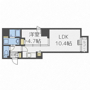 ビッグタワー大通公園(1LDK/9階)の間取り写真
