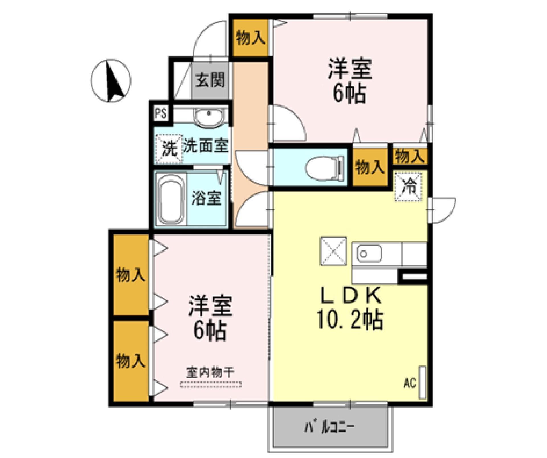 リール・ロージェ C(2LDK/1階)の間取り写真