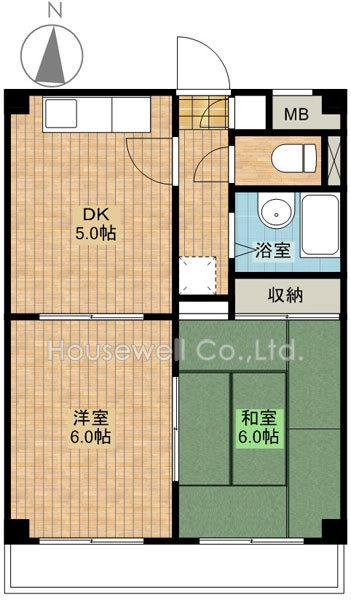 クリスタルマンション川口(2DK/2階)の間取り写真