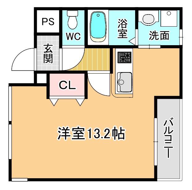 ハーメスアズール(ワンルーム/4階)の間取り写真