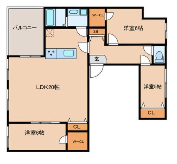 THE UNDERZ SUITE RESIDENCE(3SLDK/3階)の間取り写真