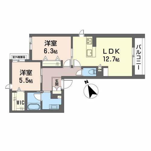 ピース帝塚山(2LDK/2階)の間取り写真