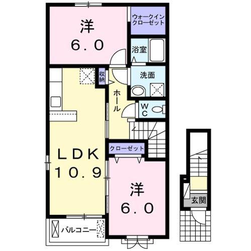 VELERO B(2LDK/2階)の間取り写真