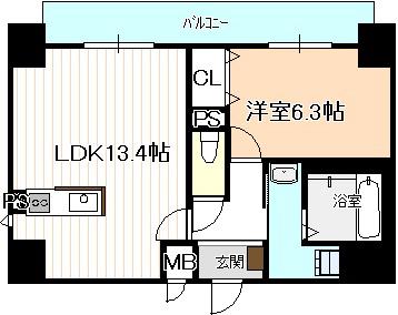 ヴェルドュアルテ(1LDK/3階)の間取り写真