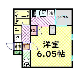 CHATEAU NAMBA RIPPLE(1K/2階)の間取り写真