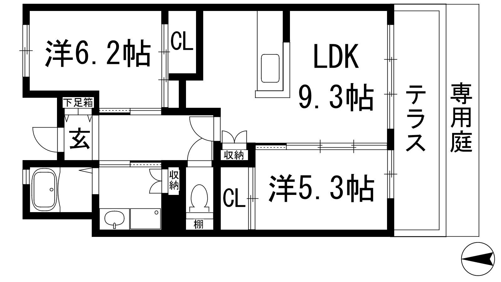 グリーンヒルズ仁川8号棟(2LDK/1階)の間取り写真