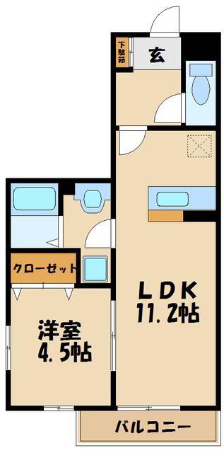 ドミール社家II(1LDK/3階)の間取り写真