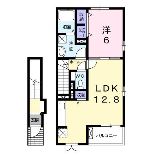 カーサフェリース(1LDK/2階)の間取り写真