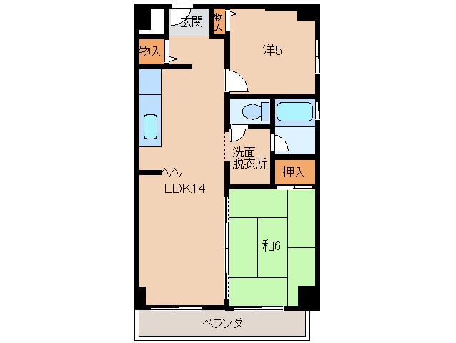 マンションポローニア(2LDK/3階)の間取り写真