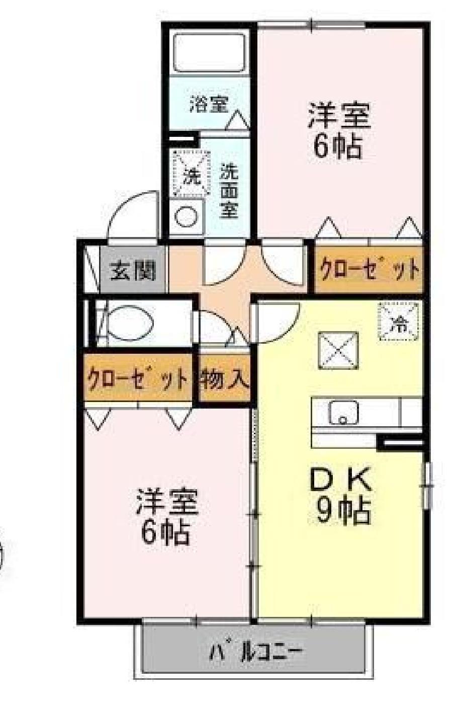 ラフィーネあさか(2DK/2階)の間取り写真
