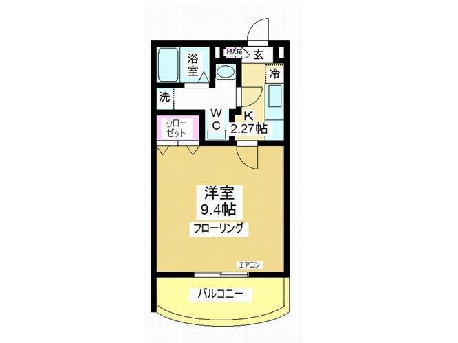 プレジールアルファコートII(1K/2階)の間取り写真