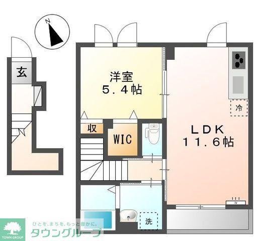 パイン メルヴェージュ(1LDK/2階)の間取り写真