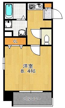 ビガーポリス101扇町(1K/2階)の間取り写真