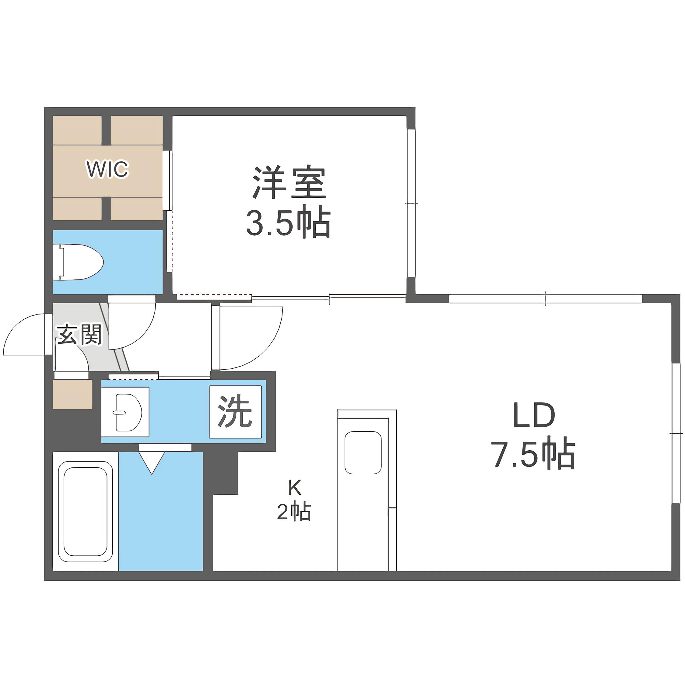 S-RESIDENCE厚別南(1LDK/2階)の間取り写真