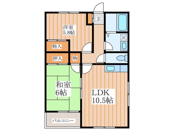 カルムパルク(2LDK/1階)の間取り写真
