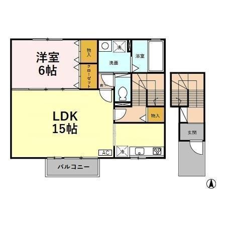 リュシオル(1LDK/2階)の間取り写真