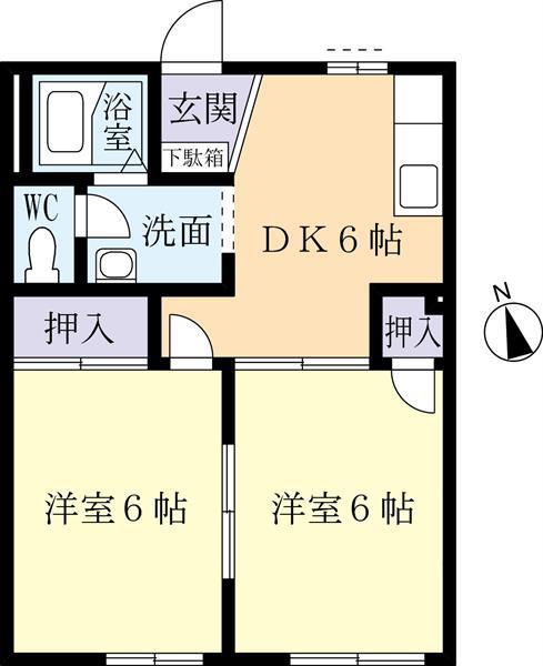 セントラルエステートB(2DK/1階)の間取り写真