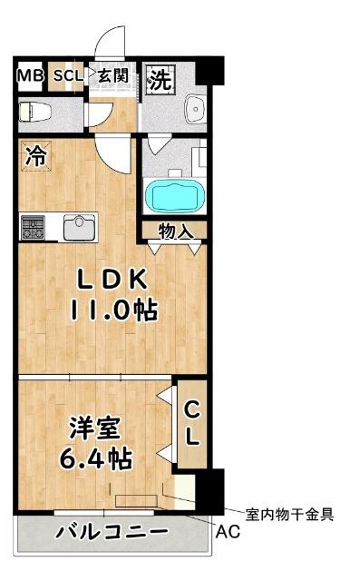 グランツコート御幣島(1LDK/1階)の間取り写真