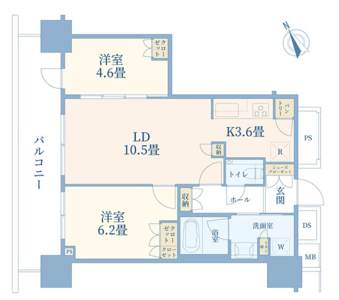 ザ・タワー十条(2LDK/12階)の間取り写真