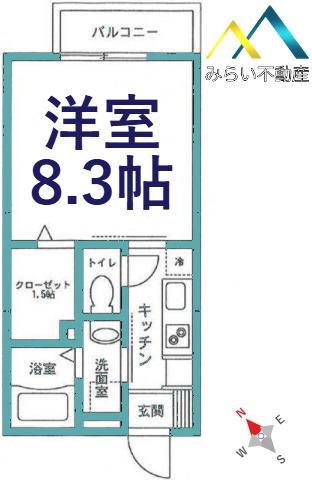 エクセル霞ヶ丘(1K/2階)の間取り写真