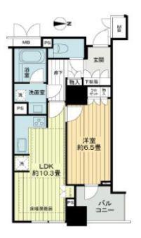 淀屋橋アップルタワーレジデンス(1LDK/22階)の間取り写真
