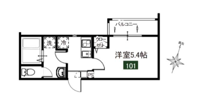 MELDIA堀之内3丁目(1K/1階)の間取り写真