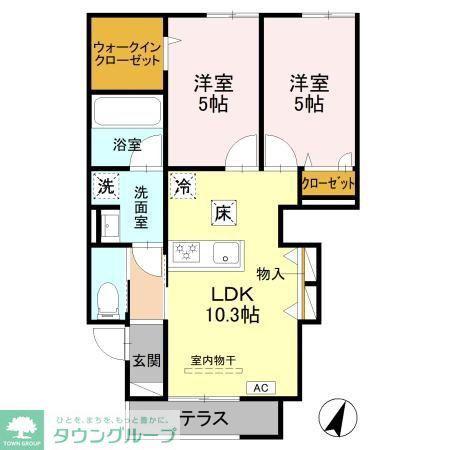 ヴィラノワール N N(2LDK/1階)の間取り写真