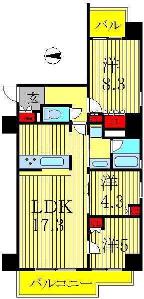 プライムアーバン亀有(3LDK/2階)の間取り写真