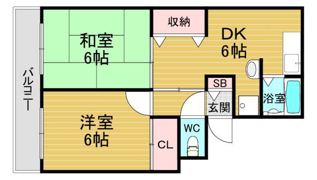 イマエハイツ(2DK/2階)の間取り写真