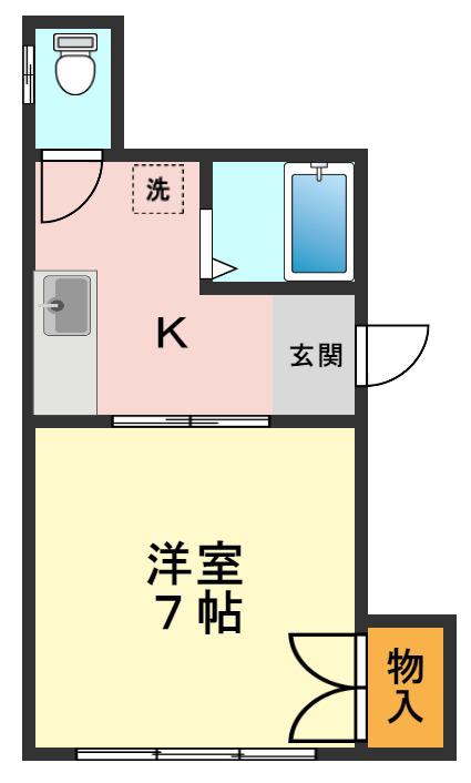 島村アパート(1DK/2階)の間取り写真