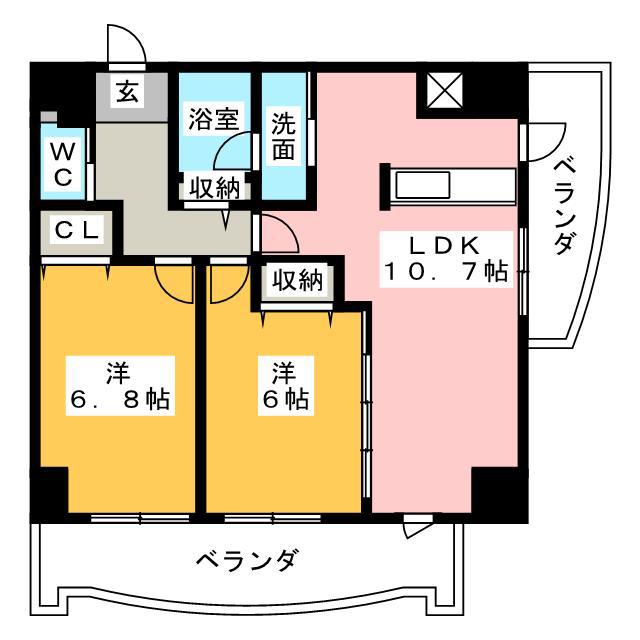 ル・シエル(2LDK/8階)の間取り写真