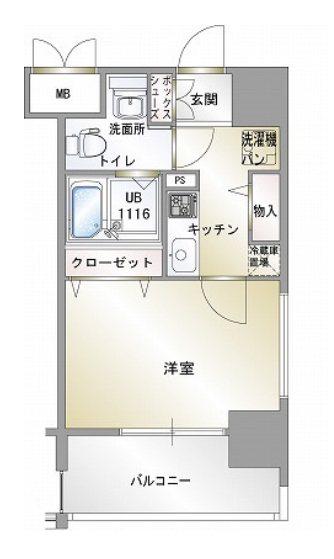 エンクレスト 香椎(1K/9階)の間取り写真