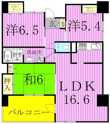 NOBLESSE KITAKOGANEノブレス北小金(3LDK/6階)の間取り写真