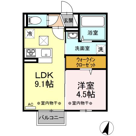ザンスカール 203(1LDK/2階)の間取り写真
