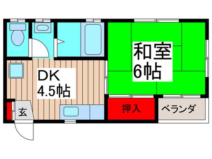 リリーハイツ(1DK/1階)の間取り写真