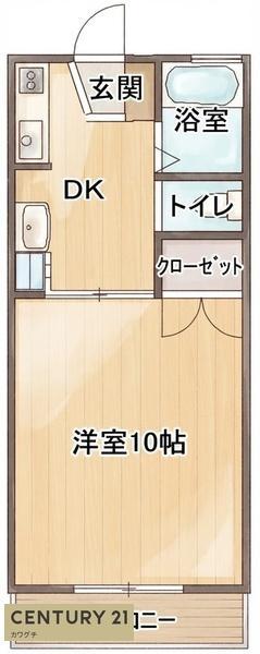 クリスタルカーサI(1K/2階)の間取り写真