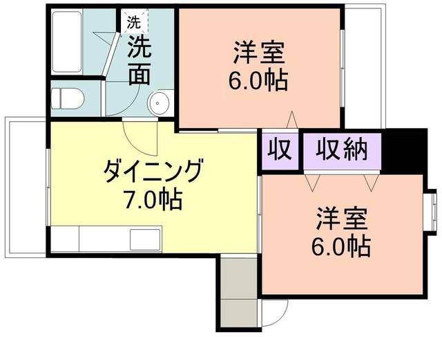 ハイツ有本(2DK/2階)の間取り写真