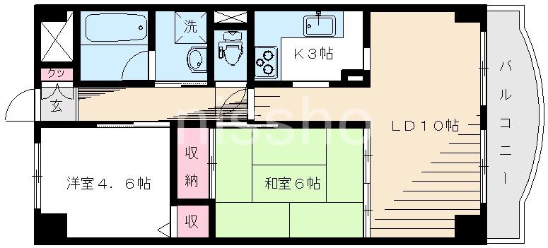 マインドチャージパレスI(2LDK/7階)の間取り写真