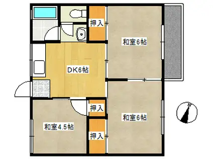 第1高木アパート(3DK/2階)の間取り写真