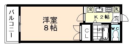 セルヴァン華(1K/4階)の間取り写真
