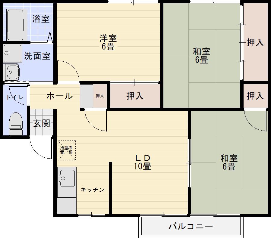 グリーンパークユザワA棟(3LDK/1階)の間取り写真