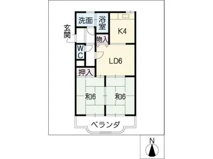 グリーンハイツ新栄(2LDK/4階)の間取り写真
