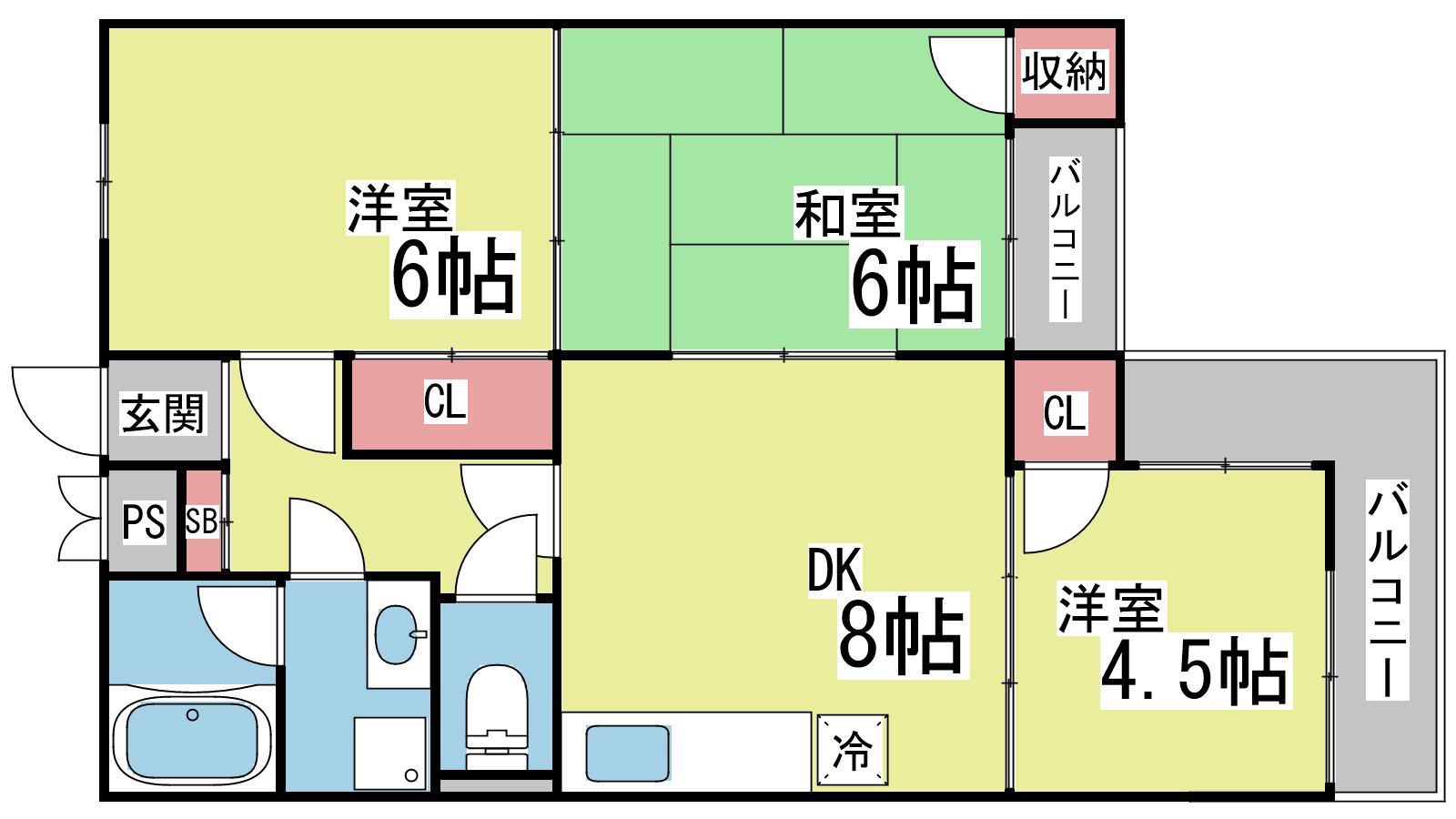 セントラルハイツ六甲(3DK/3階)の間取り写真